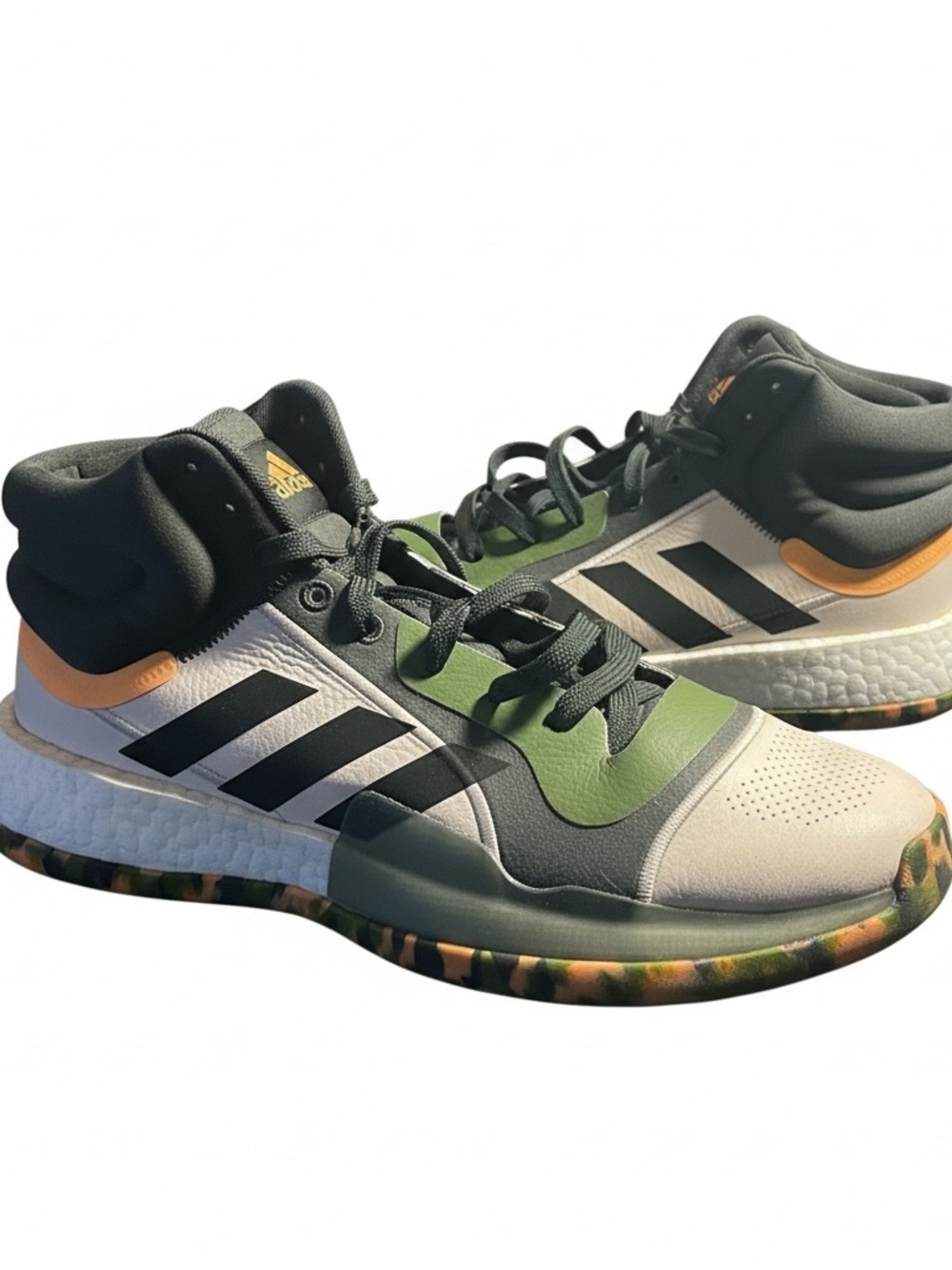 adidas Men’s Green, White & Black Mid-Top Basketball Shoes
